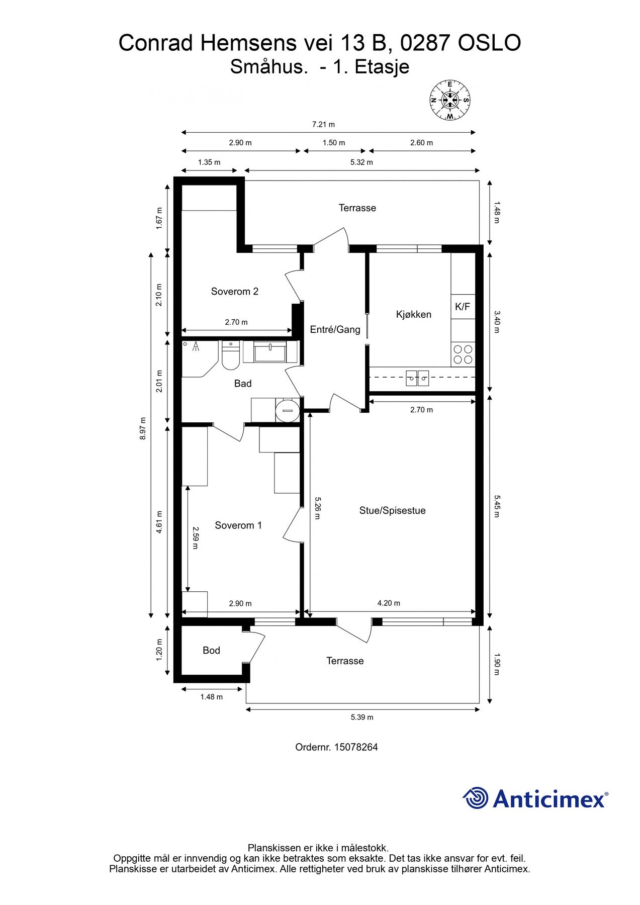 Planskisse Conrad Hemsens vei 13B. Galleribilde