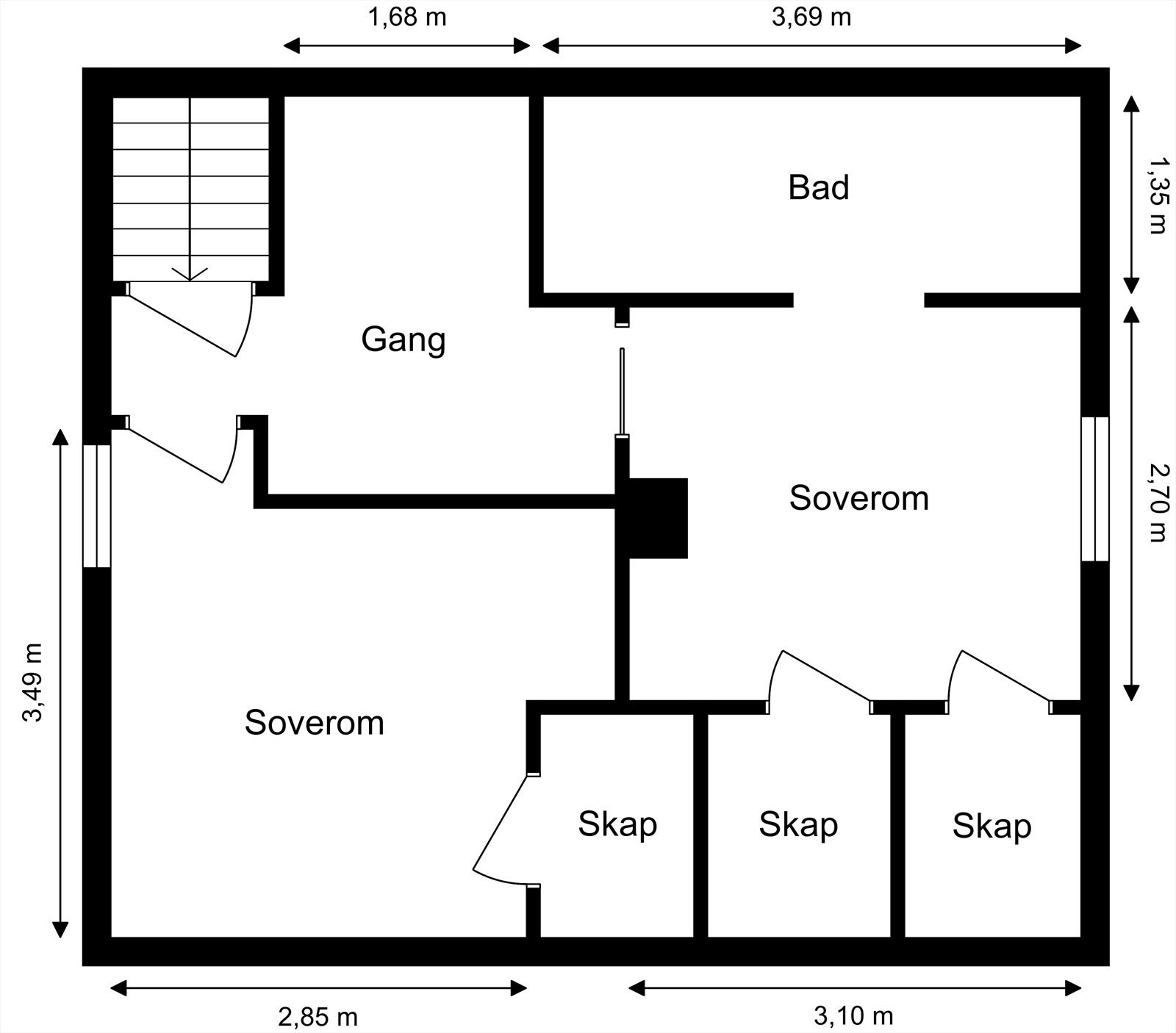 Planskisse loft. Galleribilde