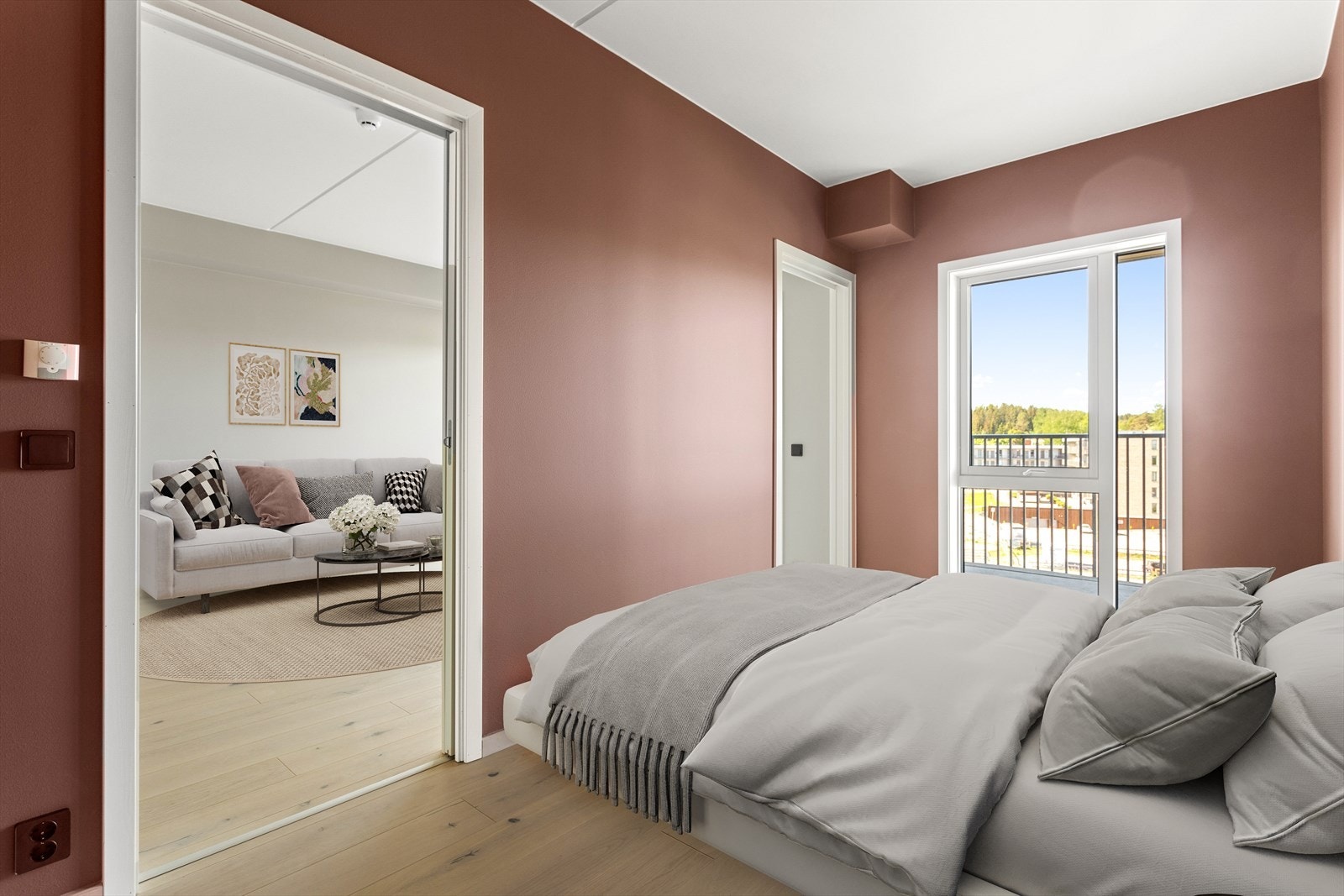 Soverommet er malt i en behagelig fargetone. Galleribilde