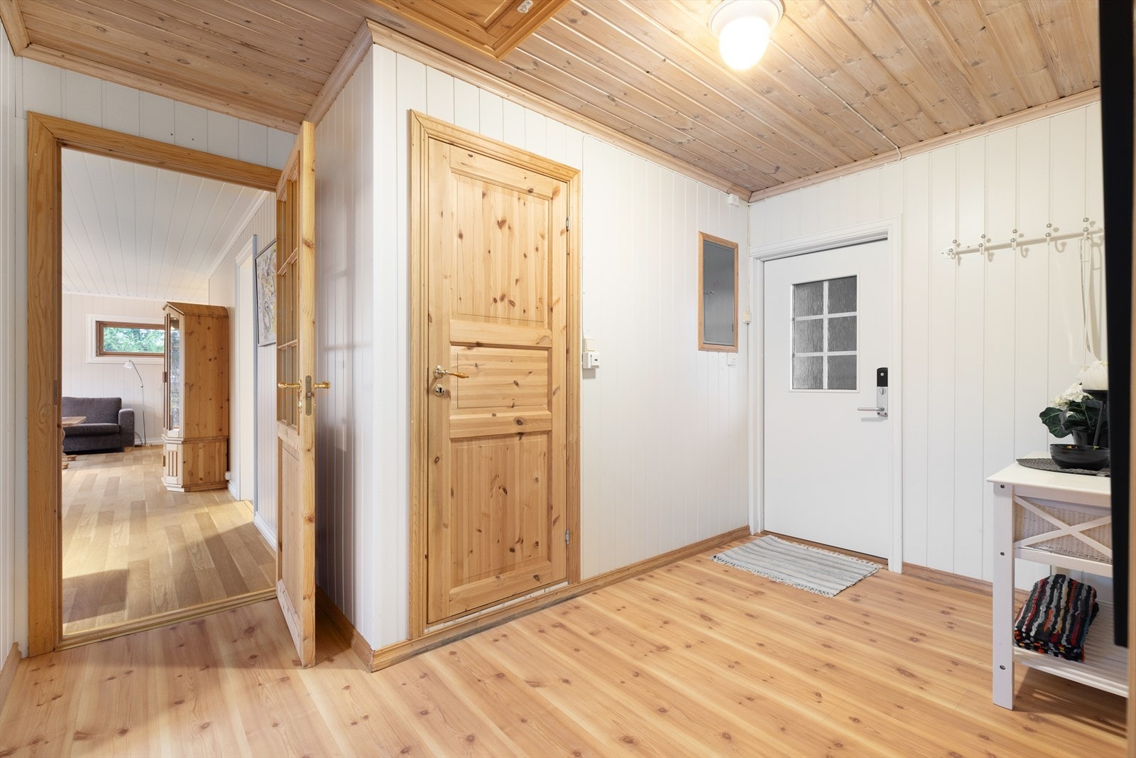Entreen er romslig og har god plass til sko og klesoppheng. Her er også sikringsskap med automatsikringer plassert. Galleribilde