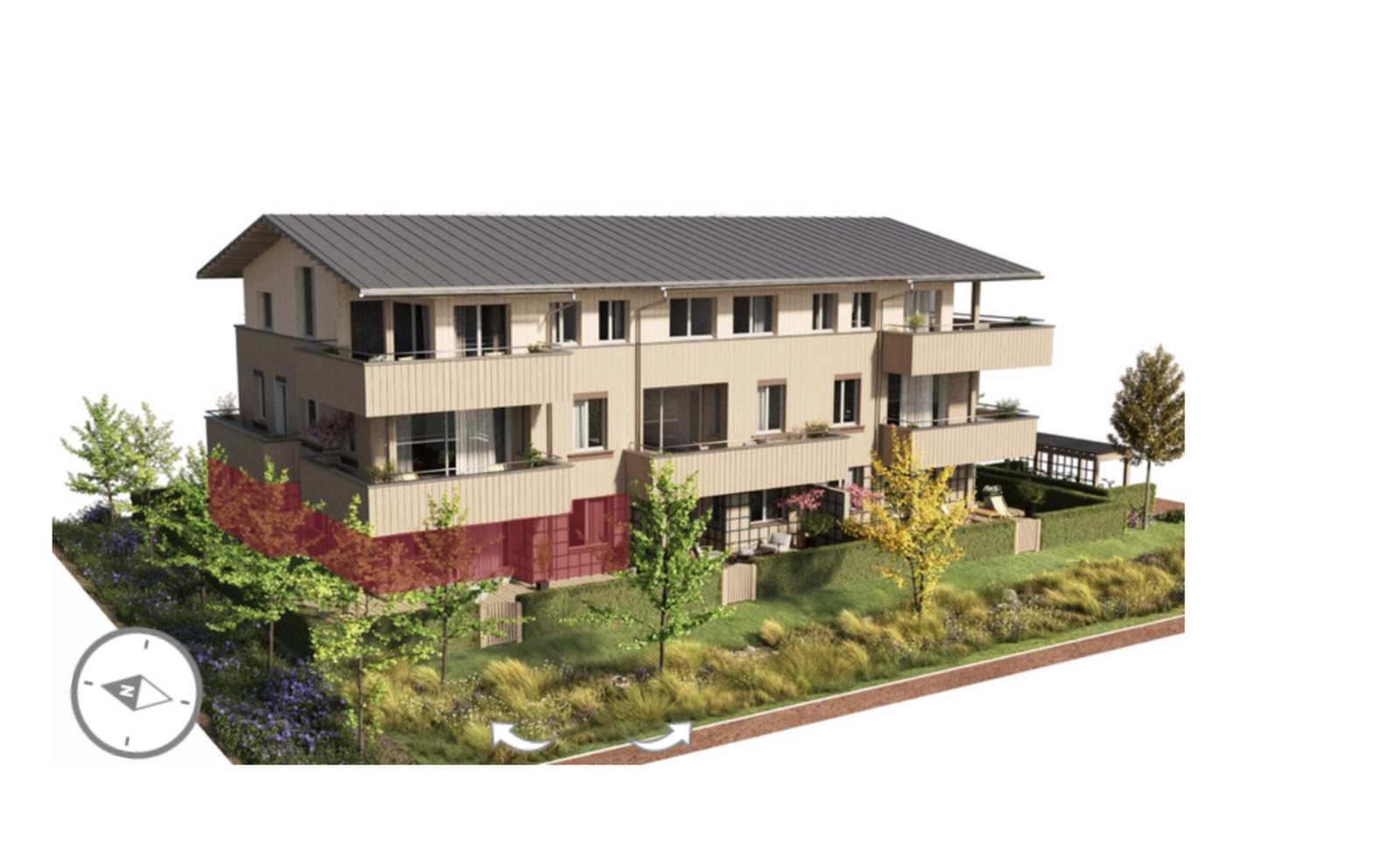 Bildet viser beliggenheten til leiligheten i bygget Galleribilde