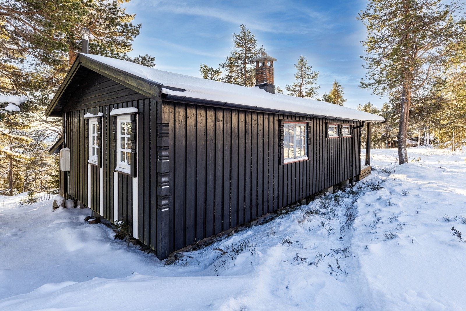 Selger hadde planlagt biloppstillingsplass for to biler utenfor langsiden av hytta - til høyre i bildet Galleribilde