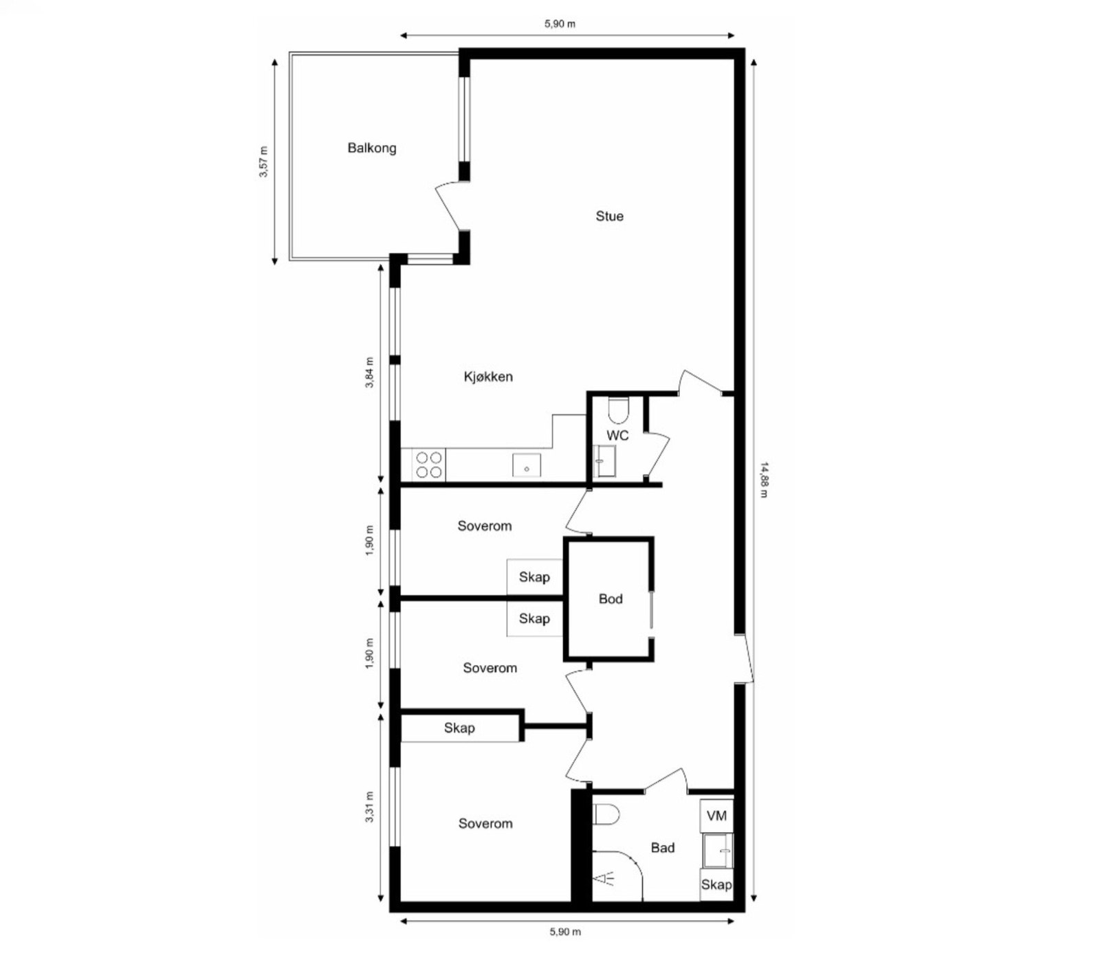 Plantegning er kun en illustrasjon og ikke i målestokk. Galleribilde