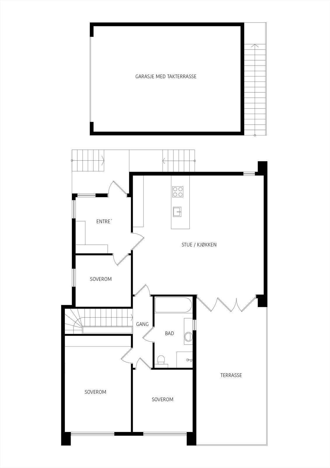 Fototegning Nordsjøvegen 36 i 1.etasjen. Galleribilde