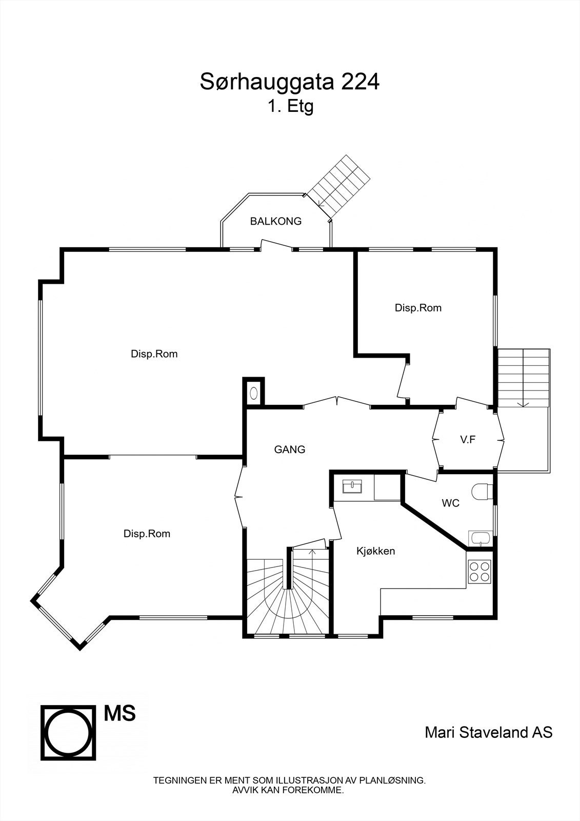 Plantegning 1. etasje Galleribilde