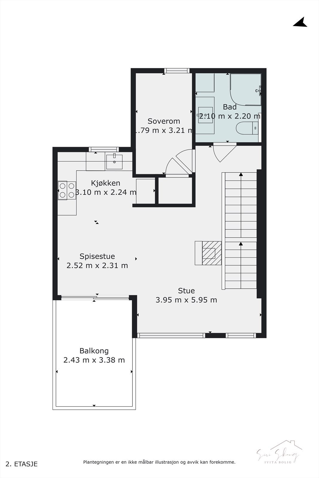 Plantegning i 2D av 2.etg Galleribilde