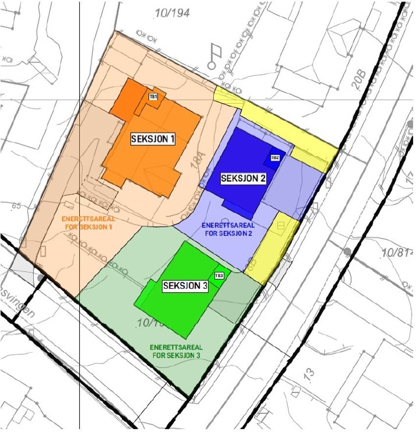 Utomhusplan - Det foreligger godkjent ramme på fradelte parseller på tomten Galleribilde