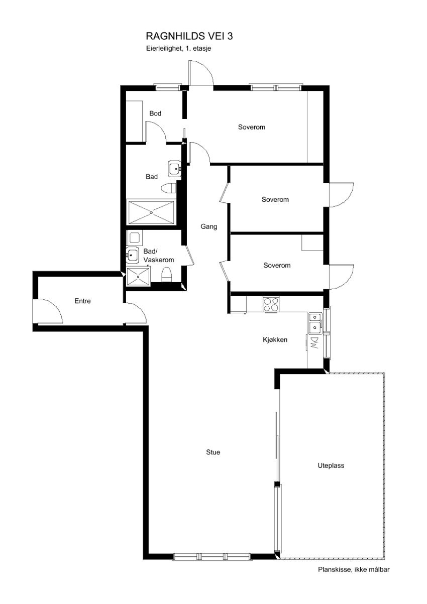 Plantegning Ragnhilds vei 3, 1. etasje Galleribilde