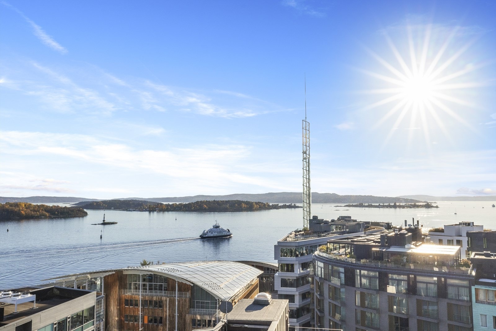 Utsikt fra felles takterrasse. Galleribilde