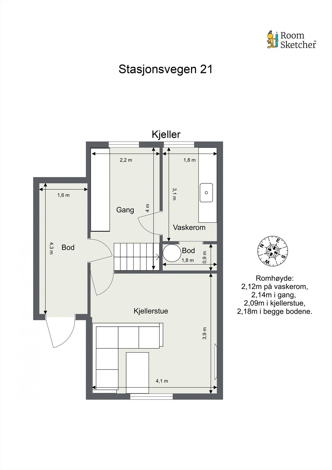 Plantegning: Kjeller/underetasje. Galleribilde