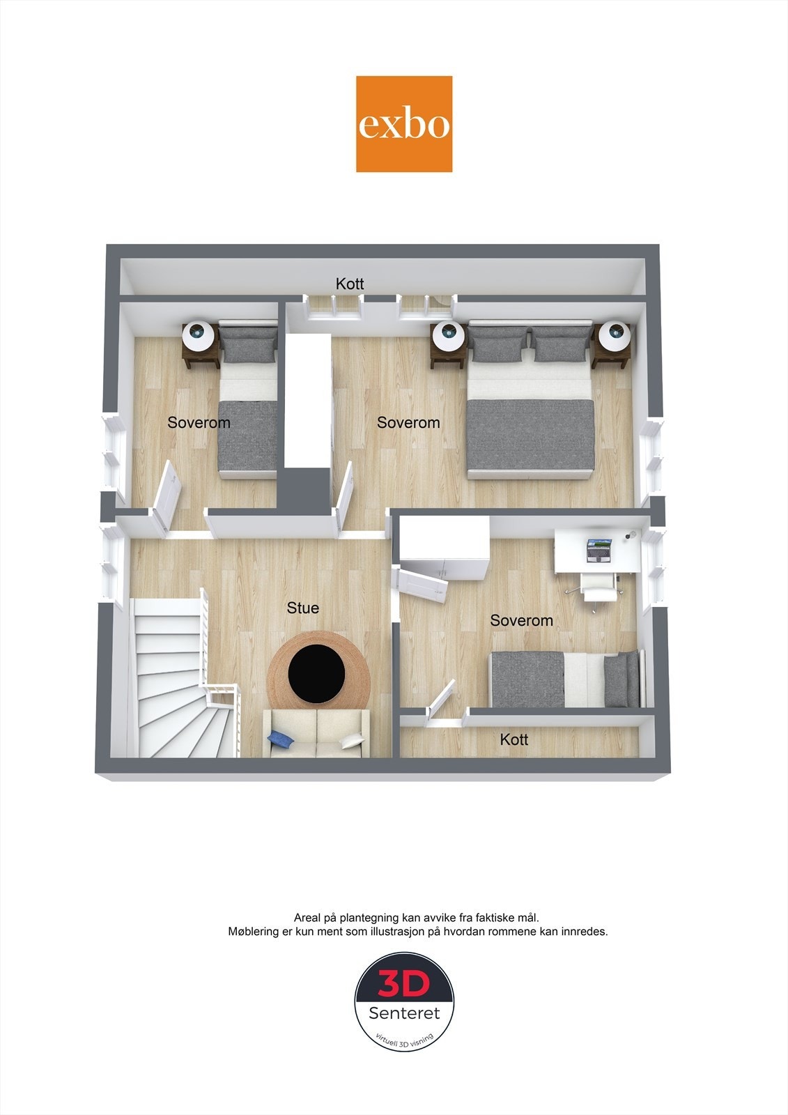 Plantegning 2.etg (det ene rommet er innredet men kun godkjent som disp rom) Galleribilde