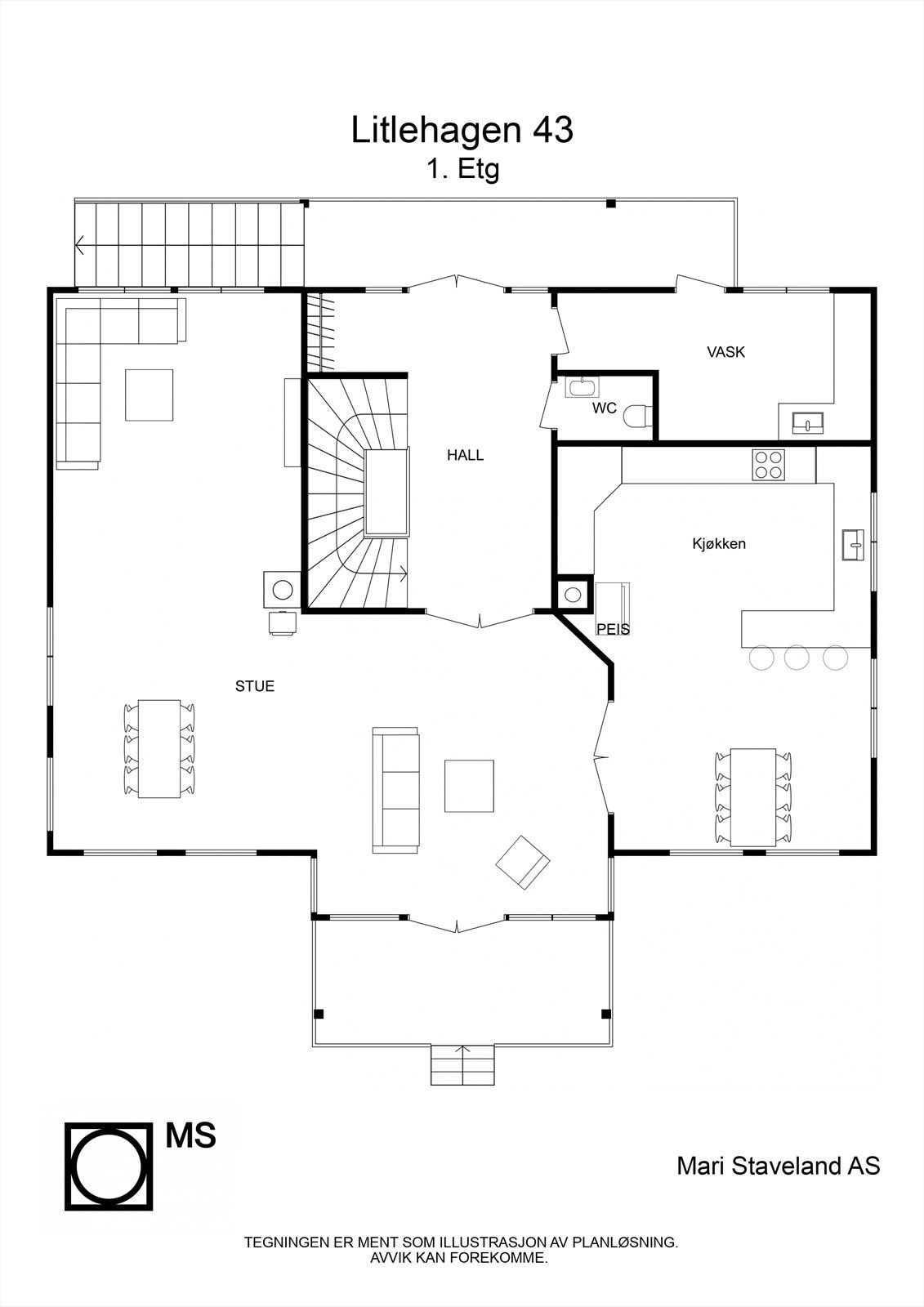 Plantegning 1. etasje Galleribilde