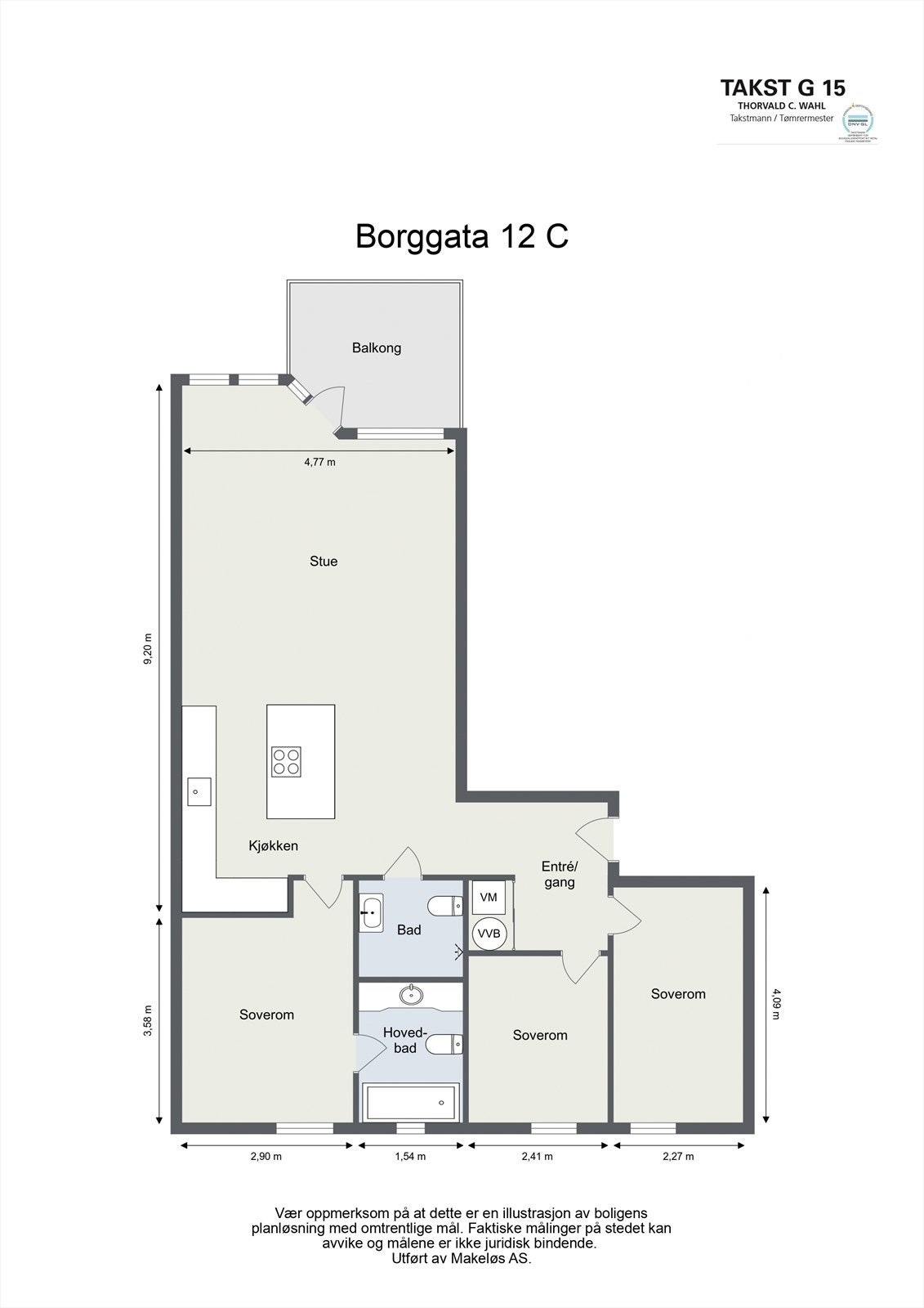 Plantegning av leiligheten som ligger fint til i 5. etasje. Galleribilde