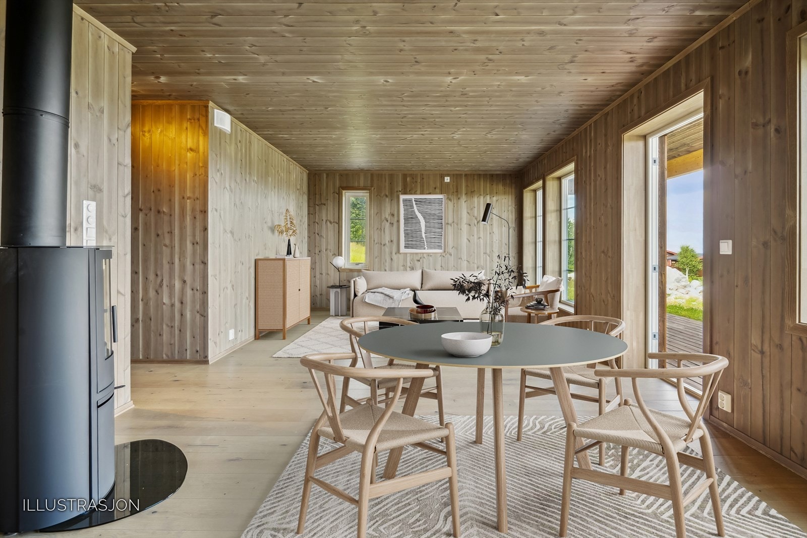 Stuen har tilgang til mye naturlig lys fra flere vinduer. (Illustrert bilde). Galleribilde