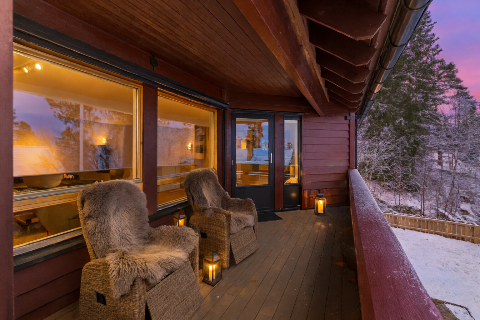 Den overbyggede balkongen kan benyttes hele året. Galleribilde