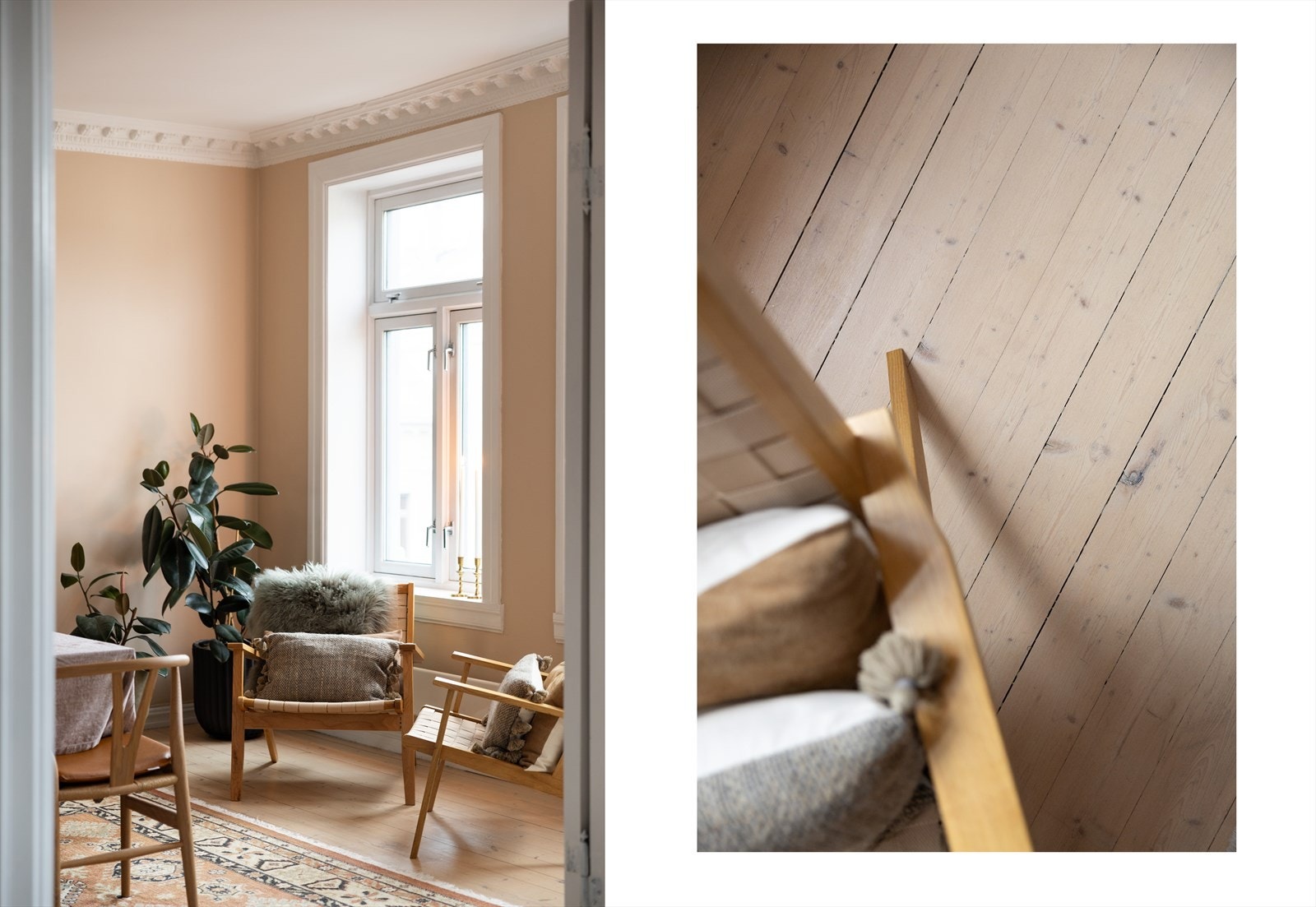 Klassiske detaljer som originale tregulv er bevart Galleribilde