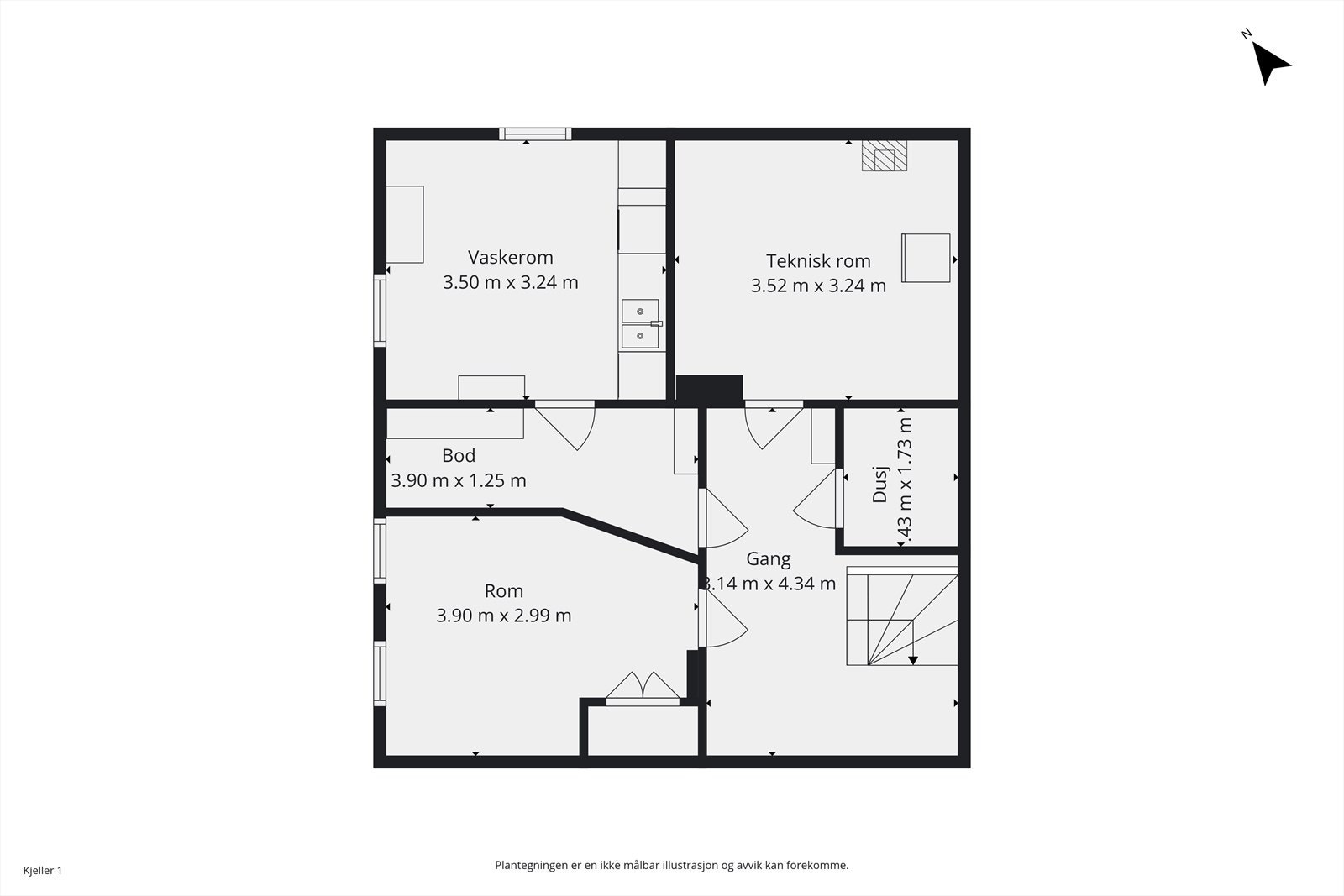 Plantegning kjeller. Galleribilde