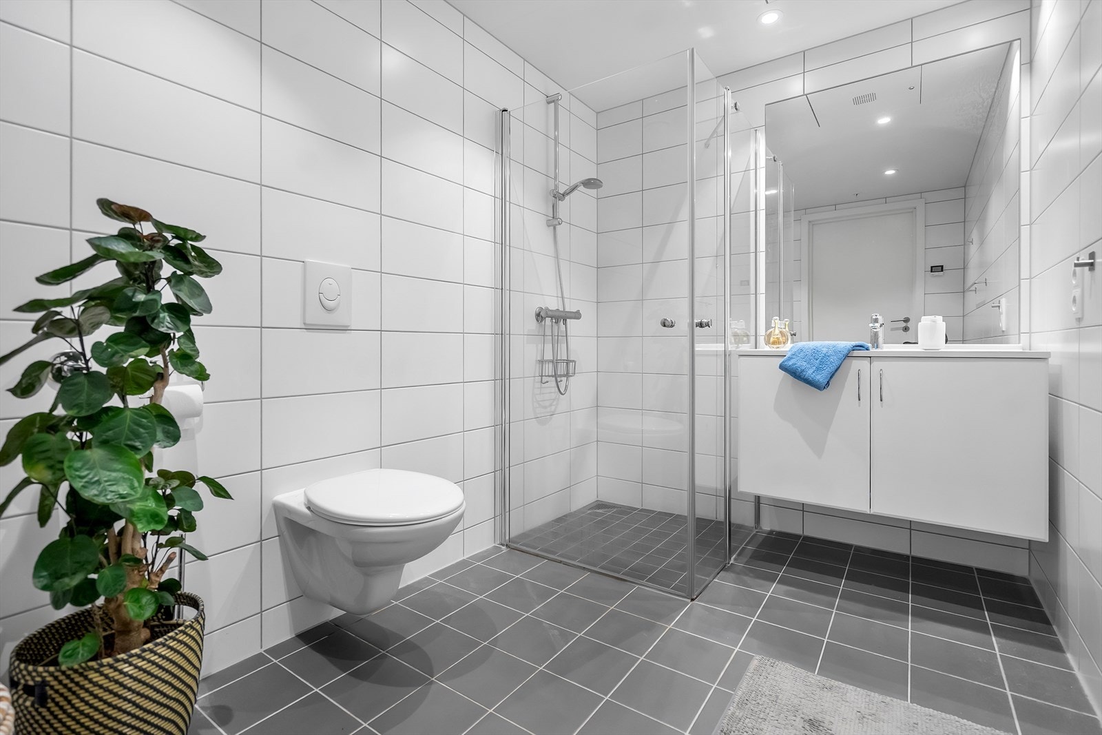 Bad | Varme i gulv | Opplegg for vaskemaskin. Galleribilde