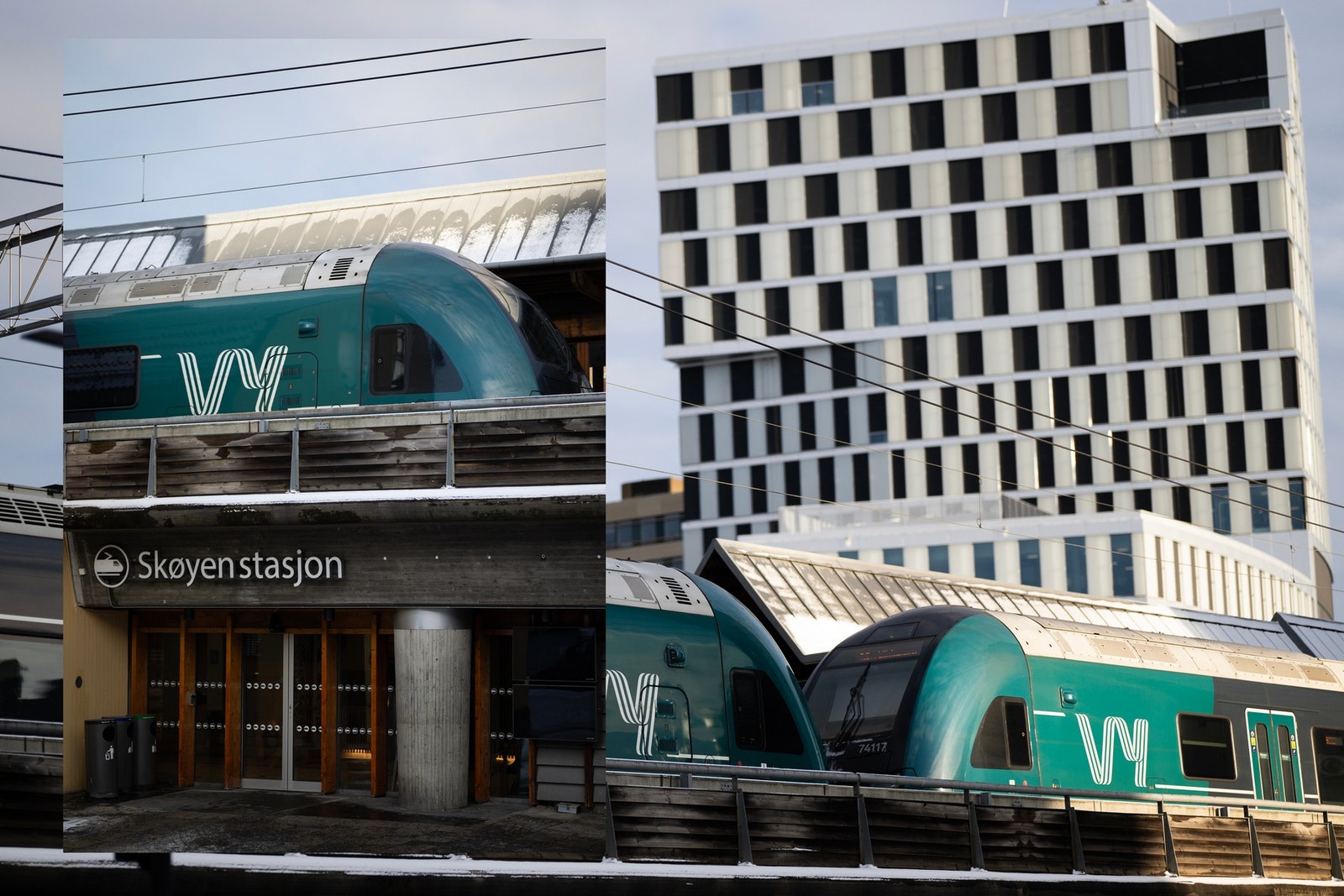 Få minutter til tog mot Oslo, fra skøyen går det også buss mot sentrum og Majorstuen. T-bane stopp Skøyen kommer. Galleribilde