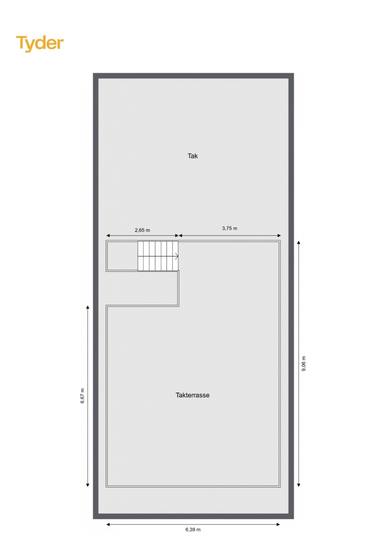 Plantegning takterrasse. Galleribilde