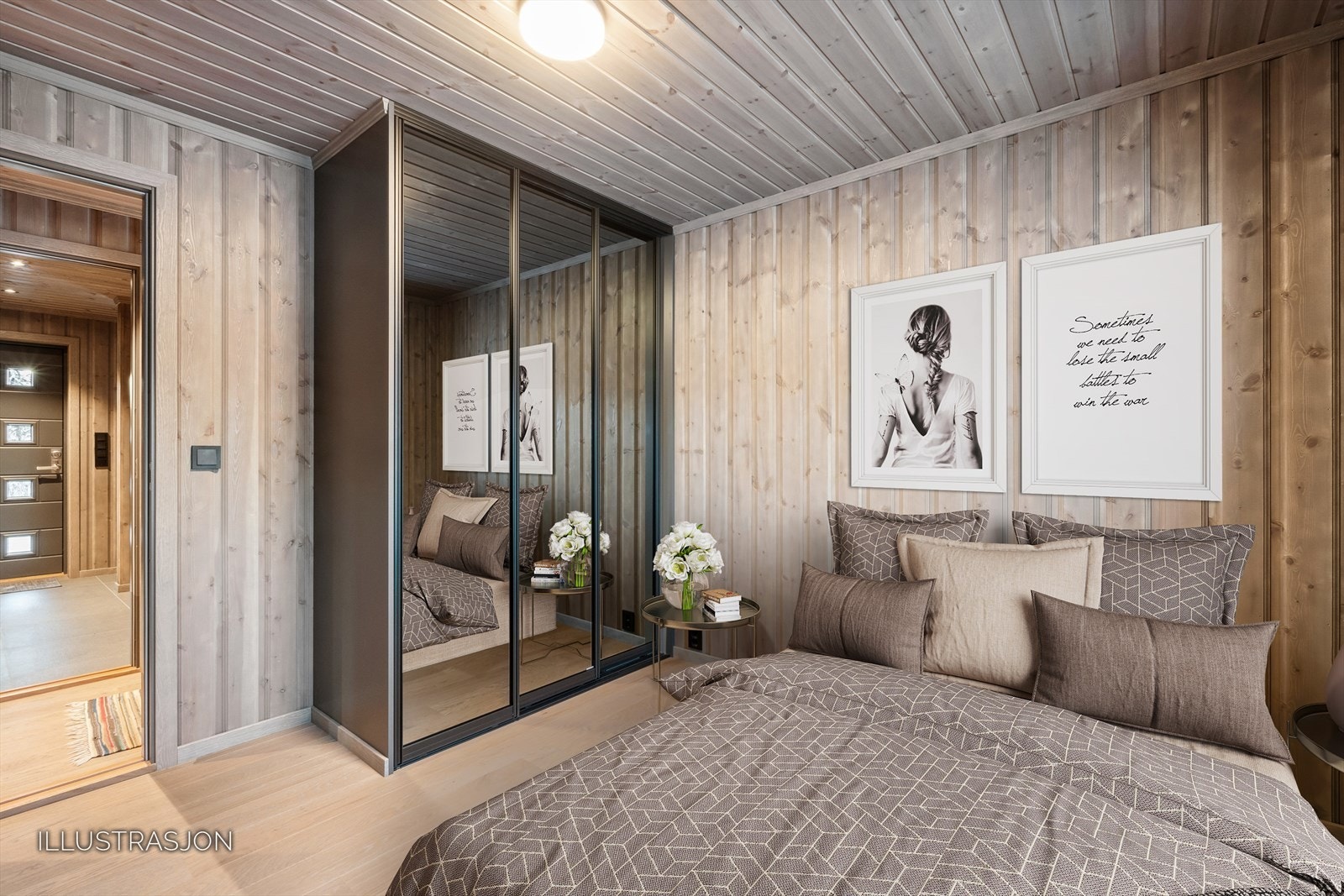 Med tre romslige soverom er det god plass til hele familien. På ett av soverommene er det skyvedørsgarderobe med glassdører. Galleribilde