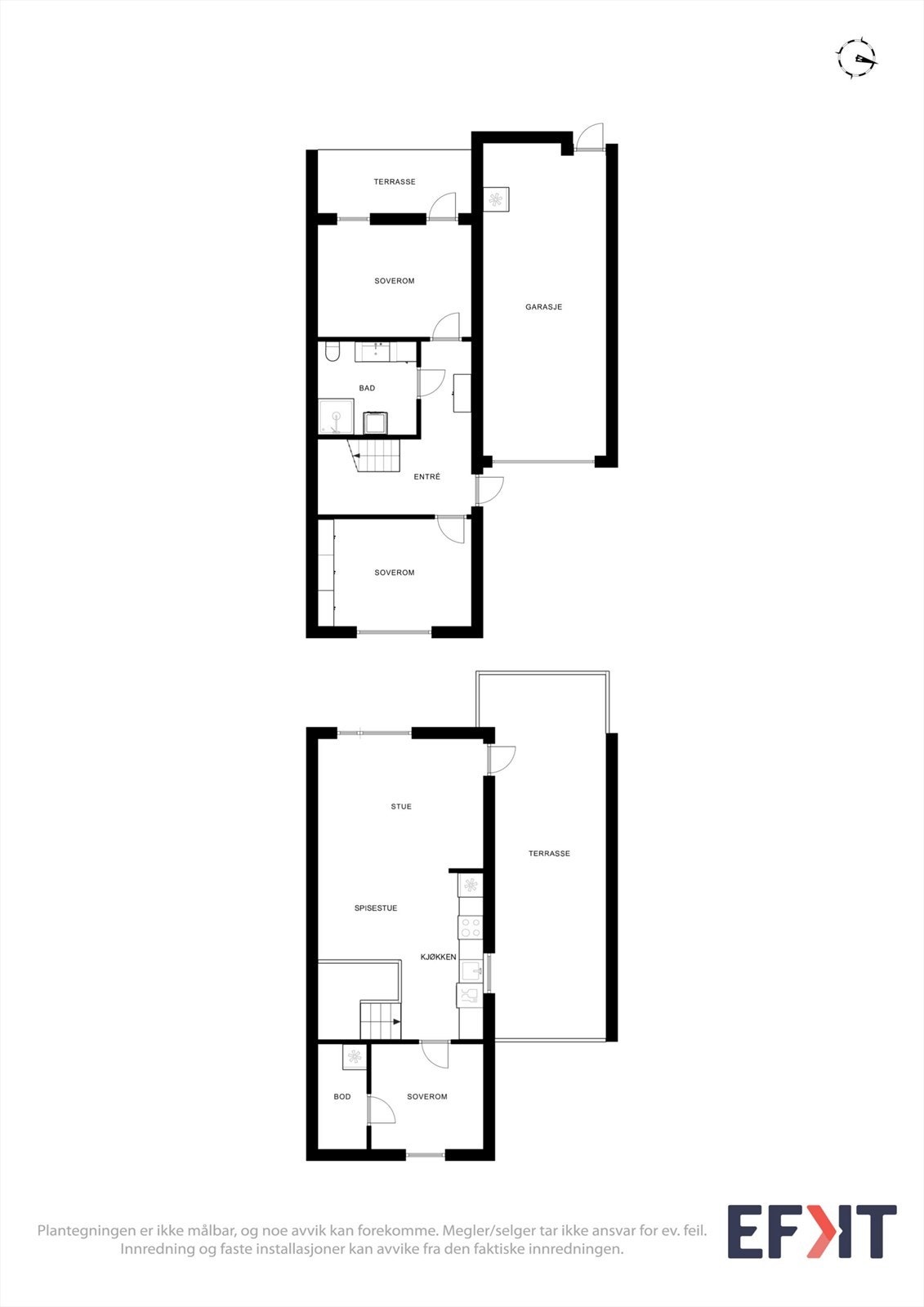 Plantegningene gir en god oversikt over boligens innholdsrike planløsning over to etasjer. Galleribilde