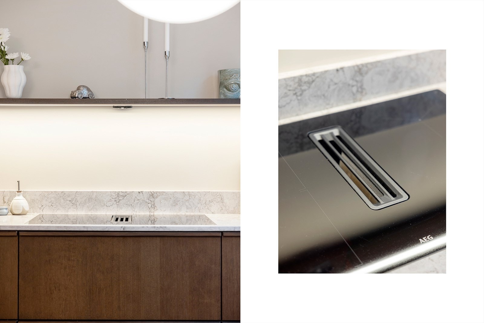 Planlimt platetopp fra AEG med integrert ventilator. Galleribilde