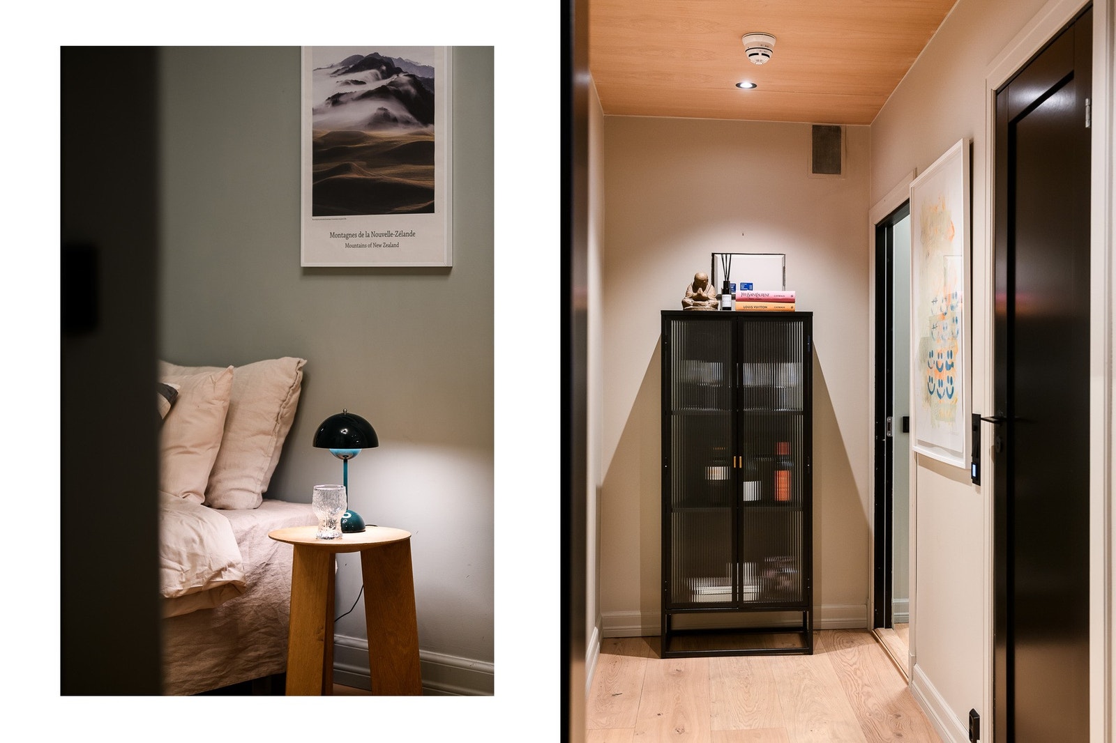 Mellomgangen har nedforet himling belagt med parkett og innfelte LED-spotter. Galleribilde