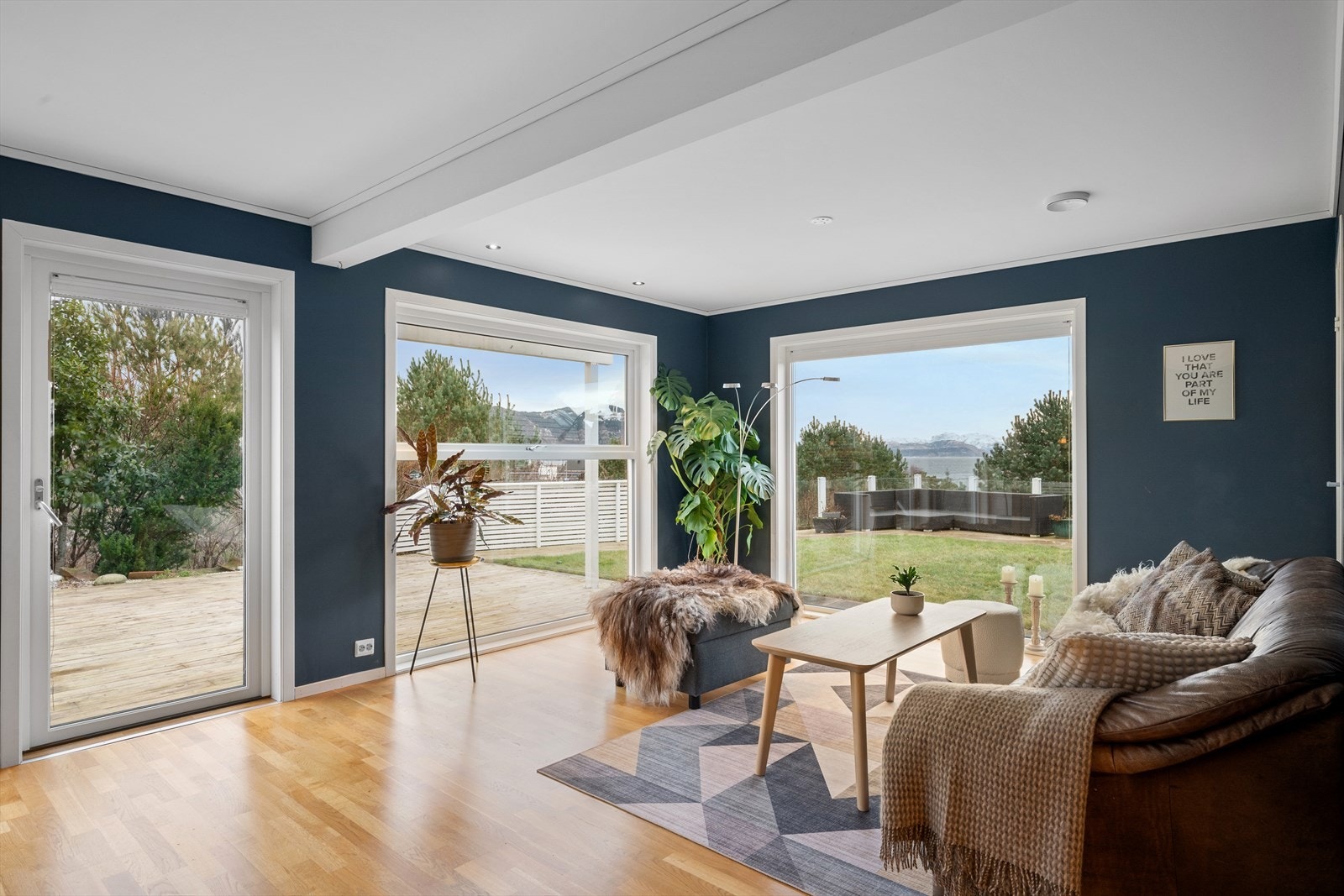 Adkomst rett til terrasse og hage fra stuen Galleribilde