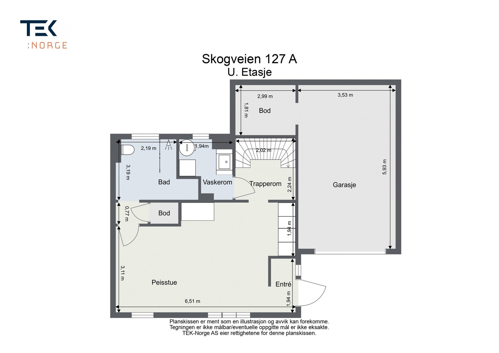 Plantegning - Underetasje. Galleribilde