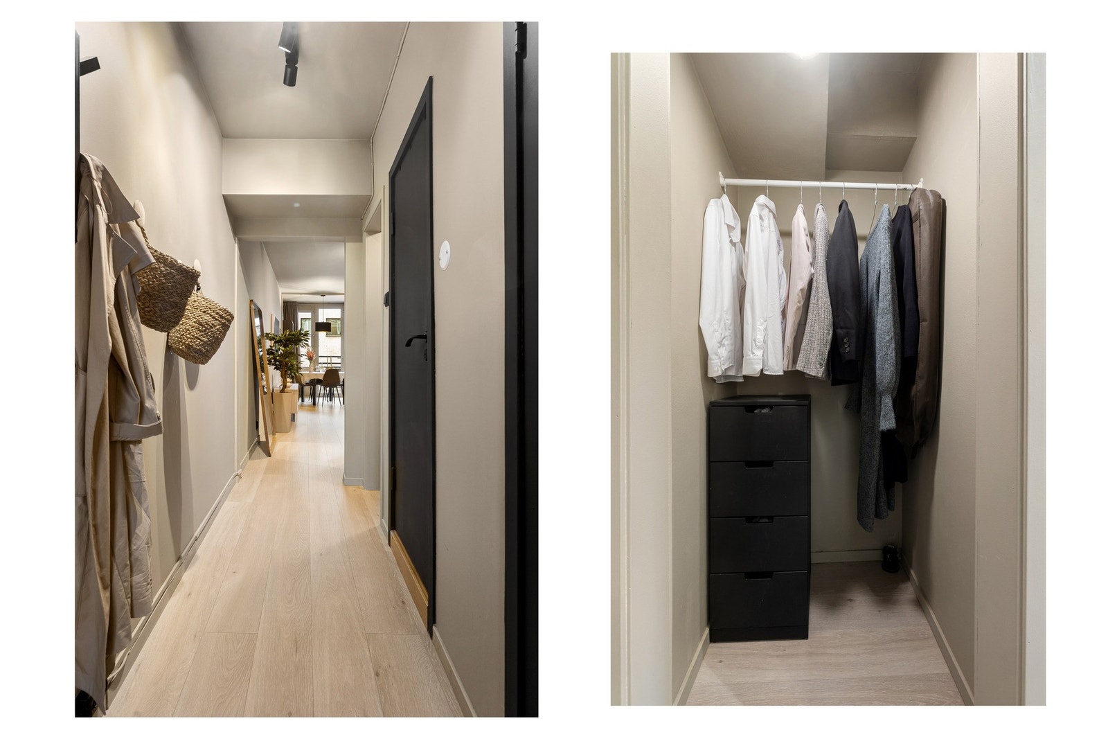 Du ønskes velkommen inn i en lys og praktisk entré med plass til oppbevaring i nisje og mulighet for garderobeløsninger. Galleribilde