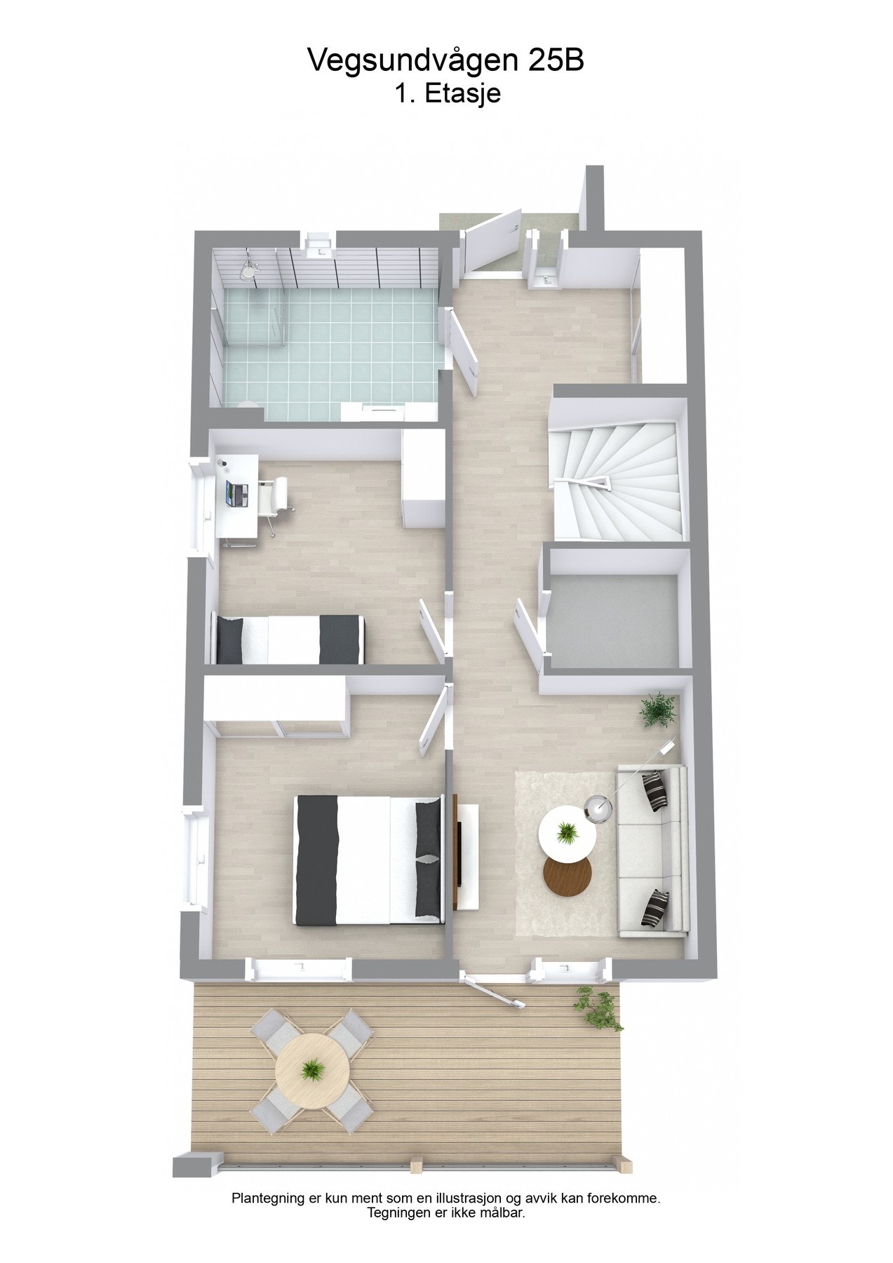 3D Plantegning - 1.etasje. Galleribilde