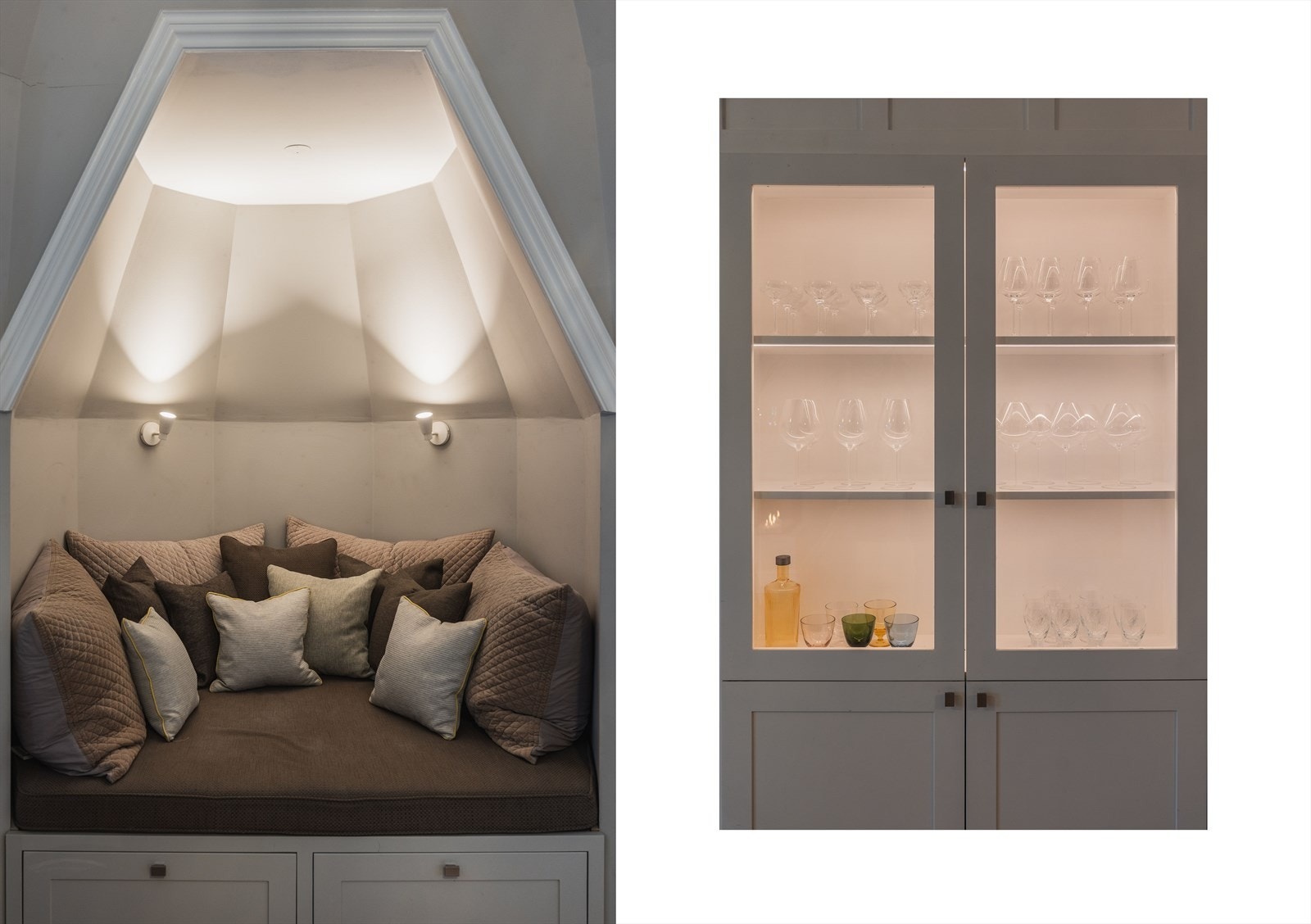 Tårnrommet er innredet som en hyggelig lesekrok med lys Galleribilde