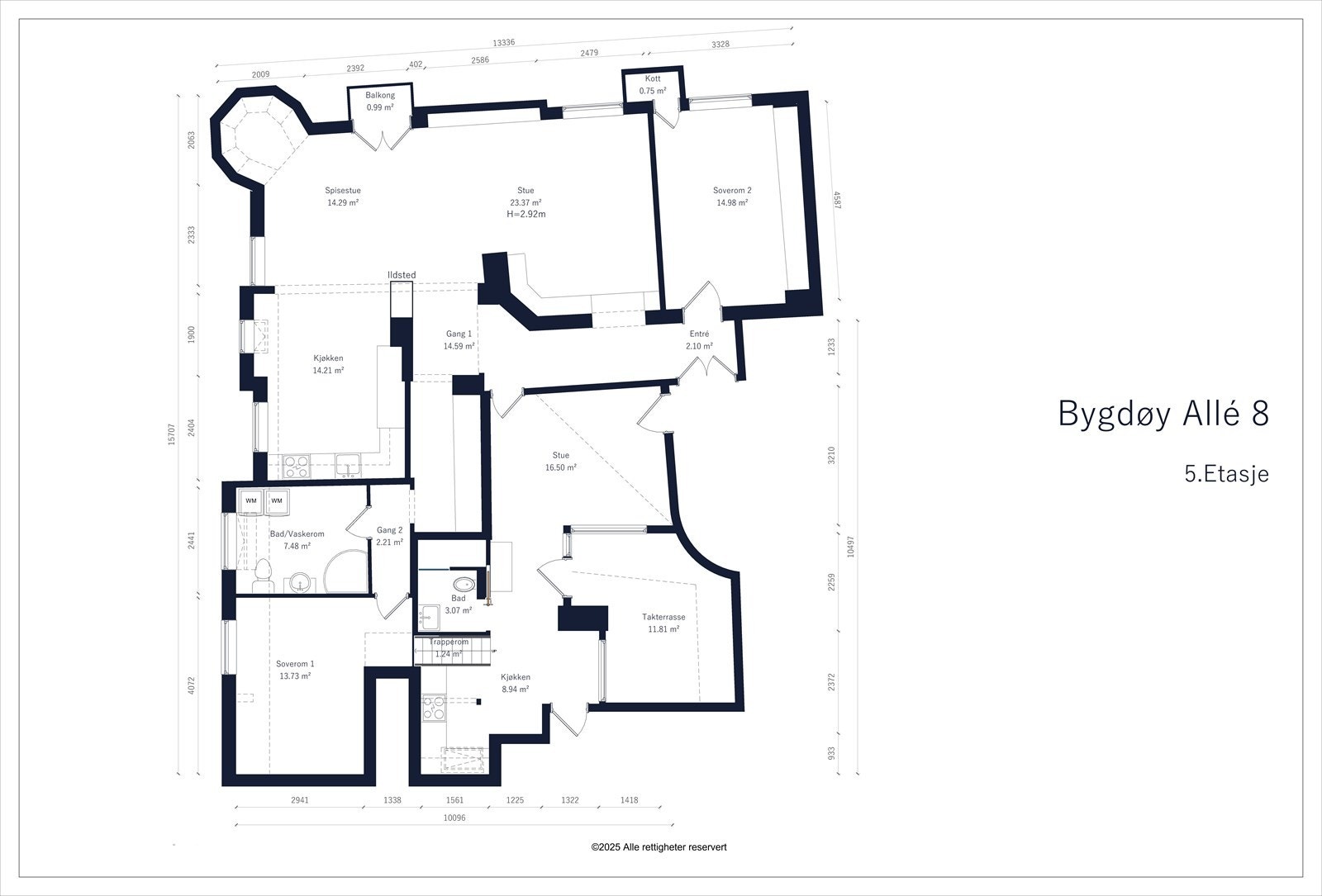 Plantegning - 5. etasje med heisadkomst Galleribilde