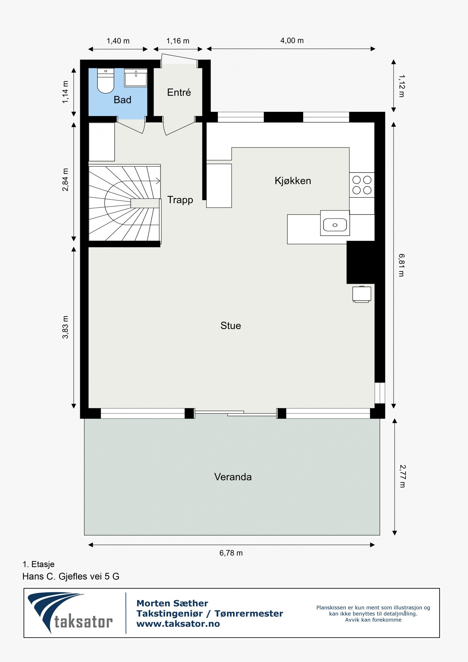 Plantegning - hovedetasje. Galleribilde