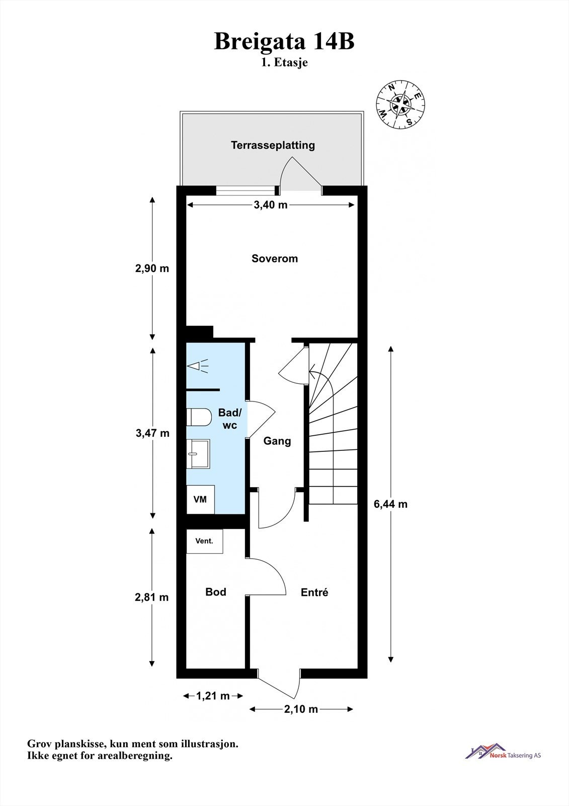 Plantegning med mål. Galleribilde