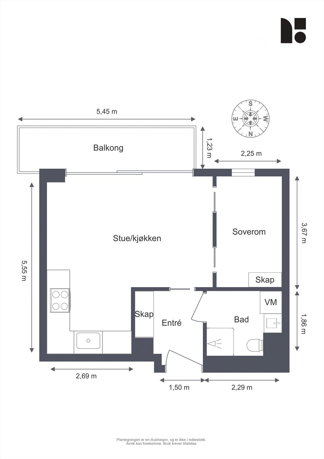 Plantegning med mål Galleribilde