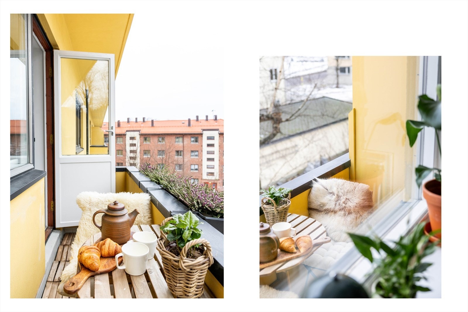 Balkongen er vestvendt og har plass til et hyggelig kafésett Galleribilde