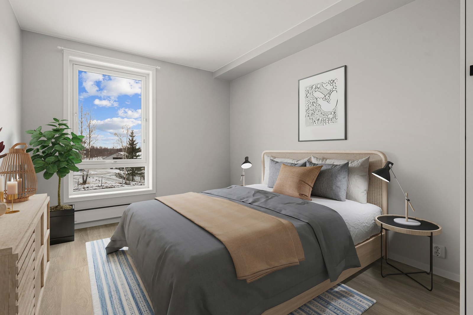 Leiligheten har 2 soverom av god størrelse. (Bilde digitalt stylet) Galleribilde