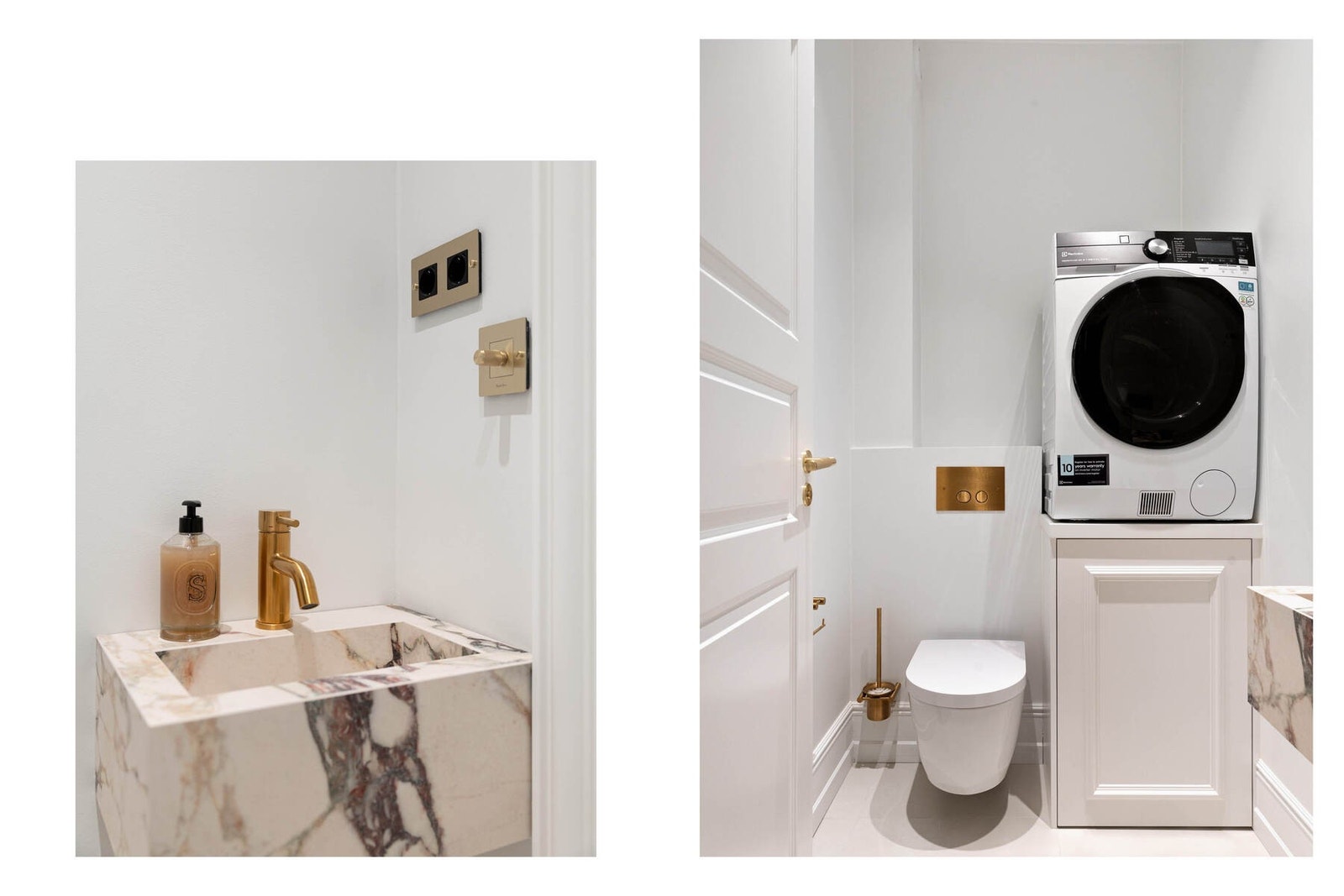 Praktisk, separat WC med opplegg for vaskemaskin. Downlights i himling og varme i gulv. Galleribilde