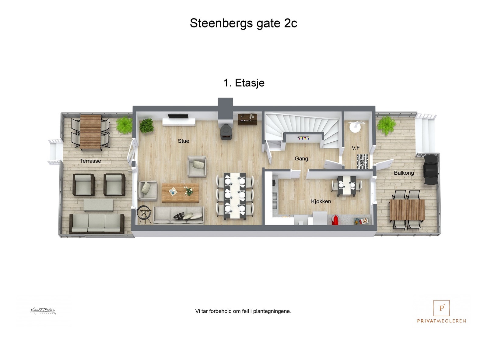 3 D plantegning 1. etasje Galleribilde