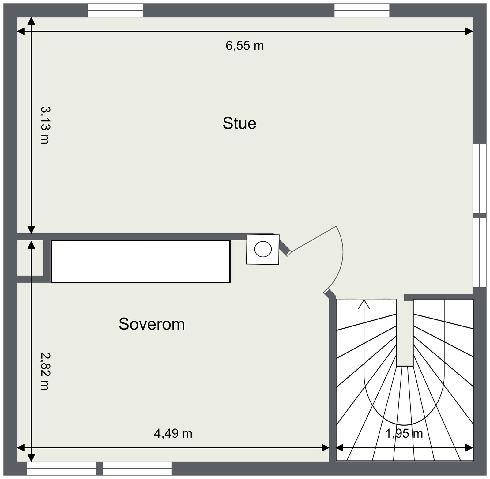 Plantegning loftsetasje. Galleribilde