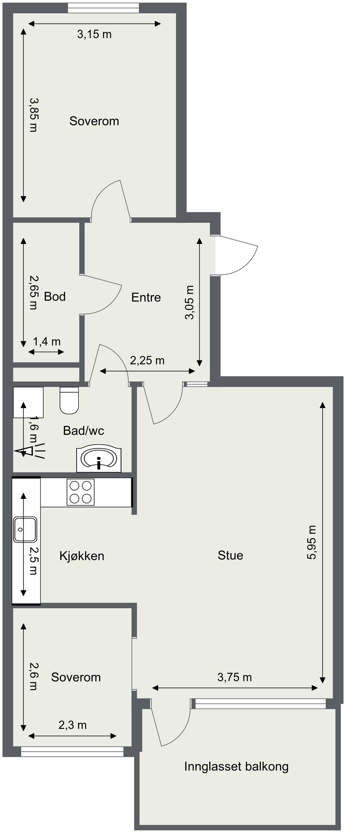 Alternativ plantegning med ekstra soverom Galleribilde