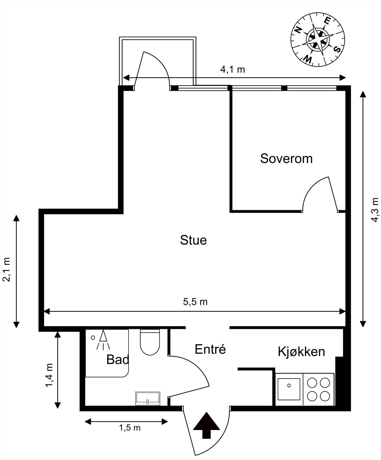 Alternativ plantegning (megler/selger tar ikke ansvar for at det lar seg gjøre) Galleribilde