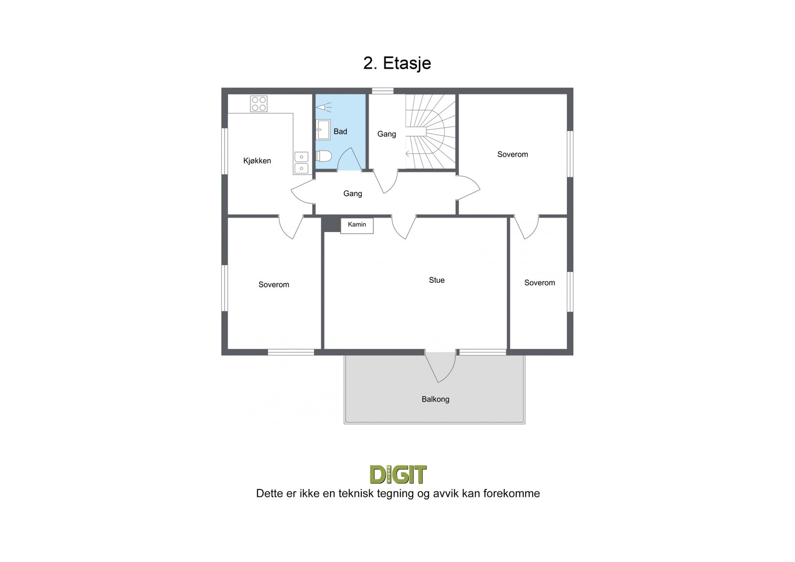 Plantegning 2. etasje Galleribilde