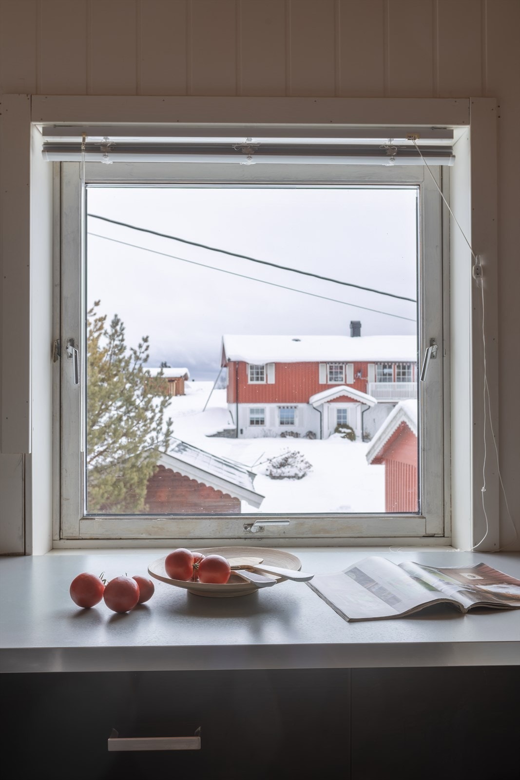 Store vinduer gir godt med naturlig lys og utsyn mot nabolaget. Galleribilde