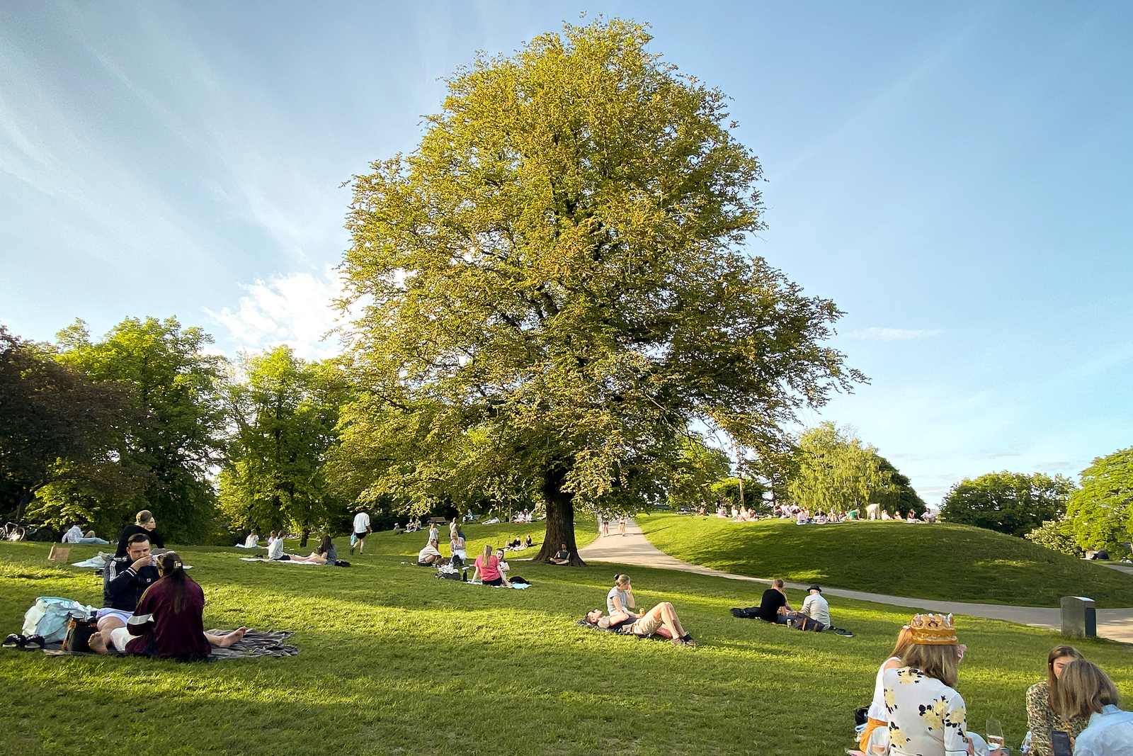 Nyt solrike ettermiddager i Stensparken. Galleribilde