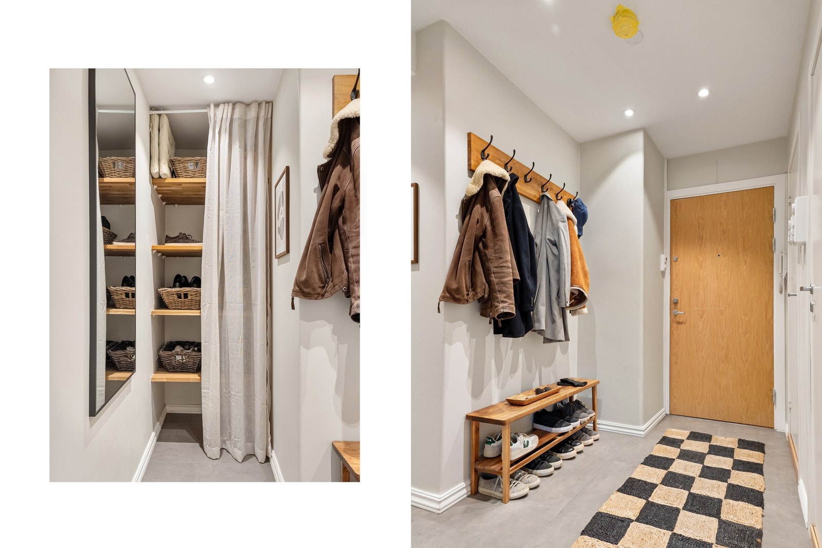 Romslig entré med smarte løsninger for oppbevaring Galleribilde