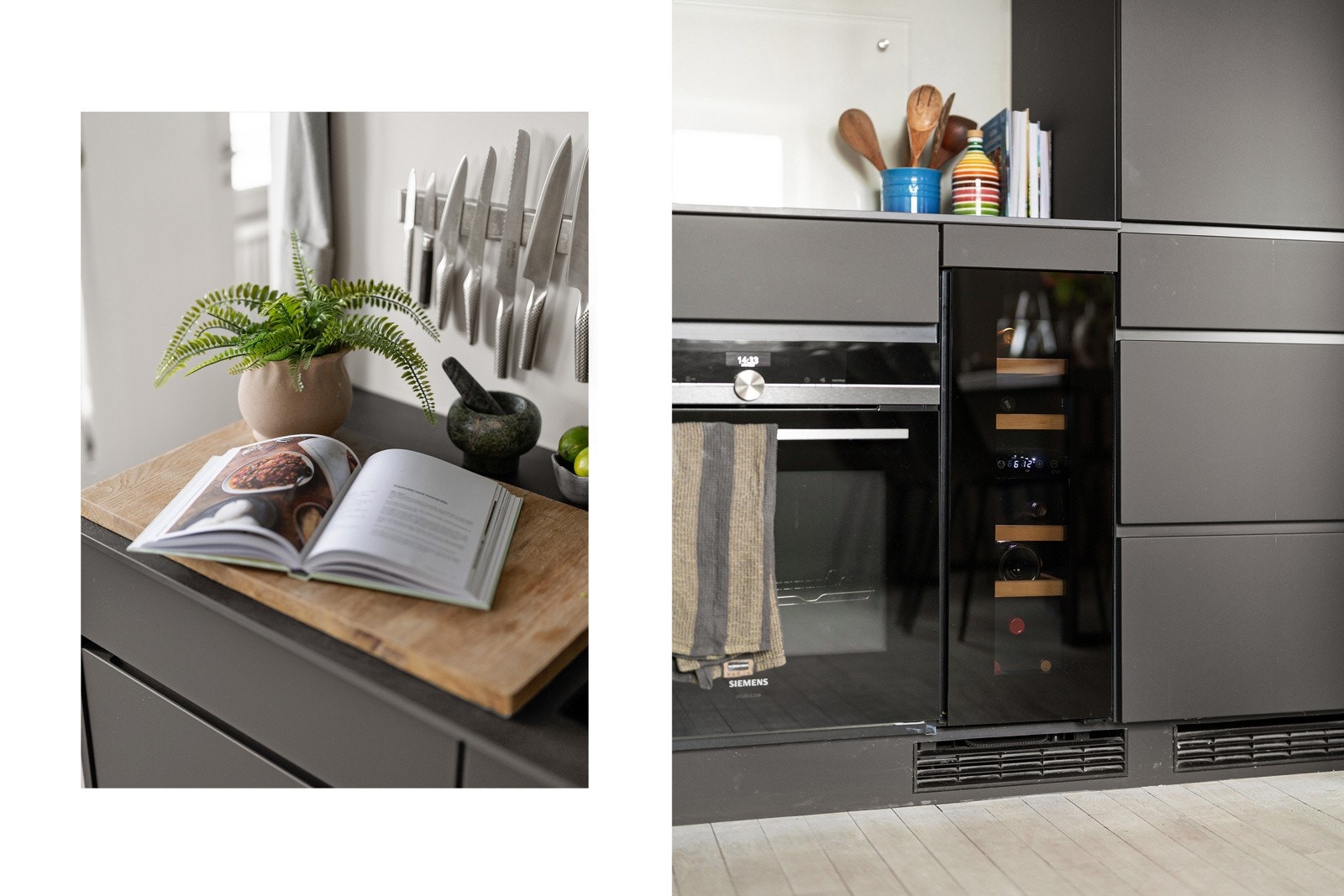 Alle hvitevarene du trenger er integrert i innredningen, i tillegg til at du også får vinkjøleskap samt Quooker-kran med kokende vann Galleribilde