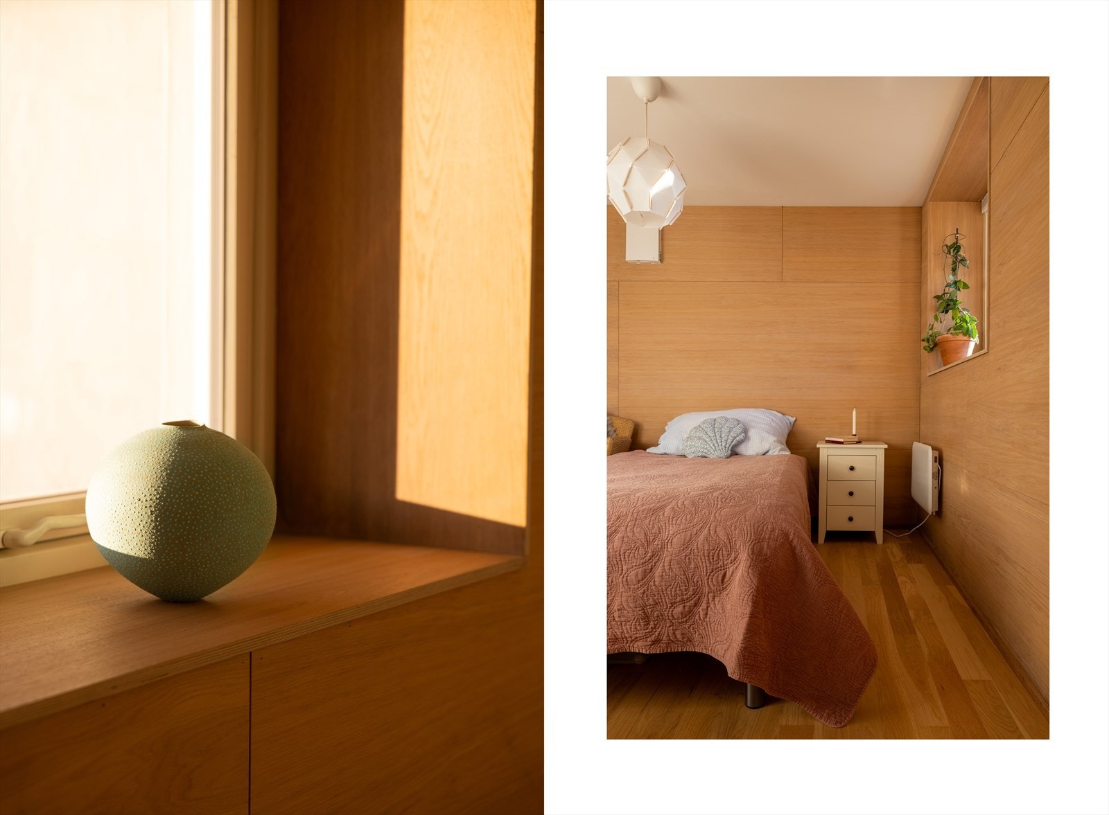 Praktisk utformet soverom med god romfølelse og gjennomgående materialvalg i tråd med resten av underetasjen. Galleribilde